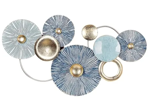 Beliani Wanddekoration Kreise Metall blau/gold einteilig handgemacht modern Actinium