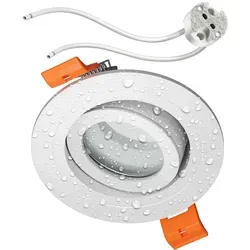 ledscom.de Bad-Deckeneinbaurahmen ERID, Feuchtraum, Badezimmer, IP44, rund, schwenkbar, weiß matt inkl. GU5.3 Fassung