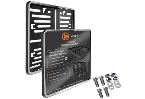 L & P Car Design Kennzeichenhalter für Motorrad 180x200 mm Chrom Optik Kennzeichenhalterung, (1 Stück)