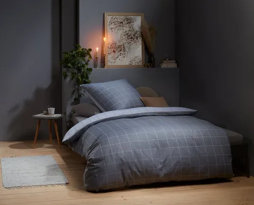 BETTWAESCHE-MIT-STIL Bettwäsche Mako Satin Wende Bettwäsche Porto kariert, Mako-Satin, 2 teilig