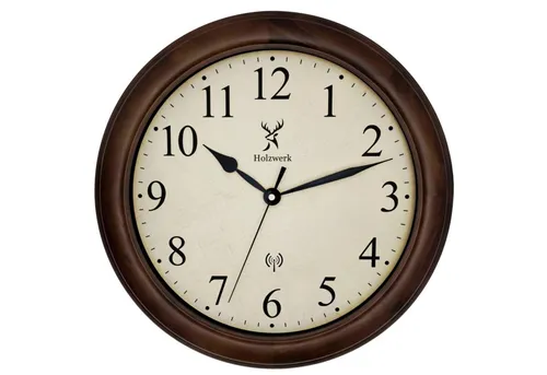 Holzwerk Funkwanduhr Vintage Retro Designer in braun von Holzwerk