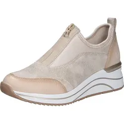 Remonte Slip-On Sneaker in veganer Verarbeitung - Sportlicher Freizeitschuh in hellbeige, mit gepolstertem Softfußbett und Reißverschluss für einfaches An- und Ausziehen. Ideal für umweltbewusste Modebewusste!