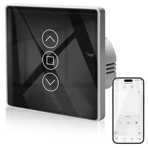 Smart WLAN Rolladenschalter mit Zeitschaltuhr: Kompatibel mit Alexa und Google Home, Smart Rolladenschalter Touch Schalter für Jalousien & Rollläden, Sprachsteuerung