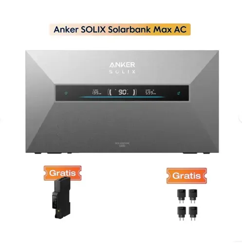 Anker SOLIX Solarbank Max AC 7kWh - Plug & Play Stromspeicher - Vielseitiger Akku für Elektronik und Gewerbe, mit WLAN-Anschluss und umfassendem Schutz. Ideal für Innen- und Außenanwendungen, langlebig mit 10 Jahren Garantie und 10.000 Zyklen.