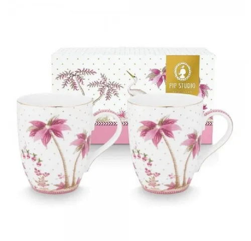 PiP Studio Tasse Henkelbecher-Set Jolie Dots Gold Pink (350ml) (2-teilig)