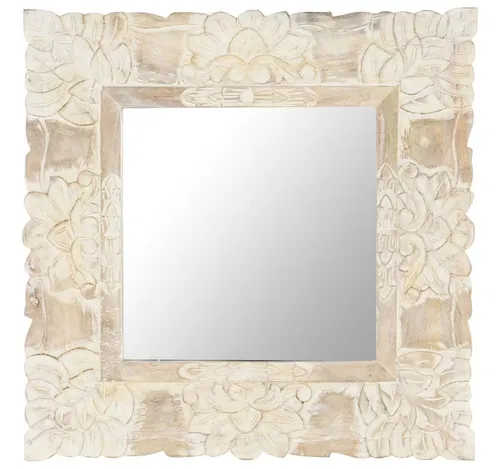 vidaXL Spiegel Weiß 50x50 cm aus massivem Mangoholz von vidaXL