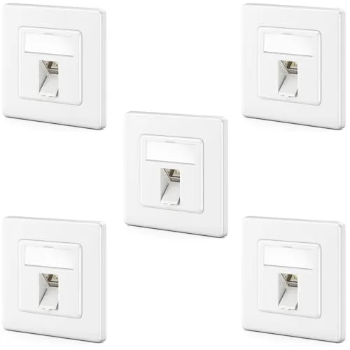 deleyCON 5x CAT8 Keystone Netzwerkdosen Set - Wandsteckdosen Set mit 5x CAT8 Netzwerkdosen und 5x Keystone Modulen, 2000 MHz, 40 GBit/s für ultraschnelle Datenverbindungen, ideal für Büro und Home Office.