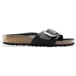 Birkenstock Madrid 1006523 Ledersandalen schwarz (39) - Wanderschuhe mit elegantem Design, ausgestattet mit einer großen Fischgrätschnalle und einer anatomisch geformten Kork- und Latexsohle für optimalen Tragekomfort.
