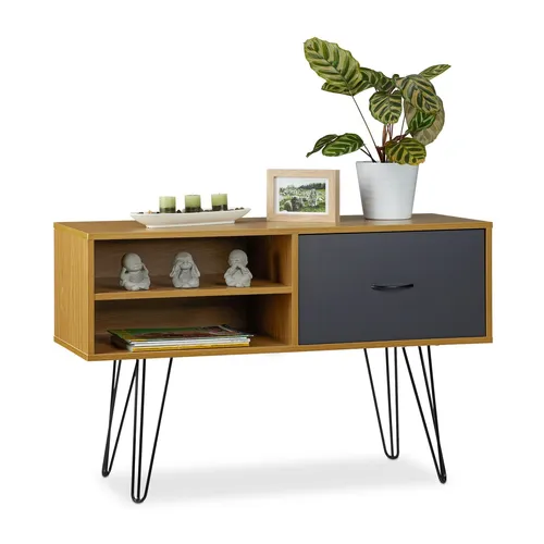 Retro Design Sideboard Beistellschrank 100 cm - Vintage Kommode mit 1 Schublade, ideal für Wohnzimmer, bietet stilvollen Stauraum und ist ein Blickfang in jeder Einrichtung.