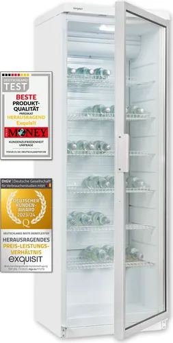 Exquisit Getränkekühlschrank GKS350-1-GT-280D - 320 L mit LED-Beleuchtung - Kühlschränke mit 320 L Nutzinhalt und Umluftkühlung, ideal für Großfamilien oder WGs, mit modernem Design und praktischen Funktionen.