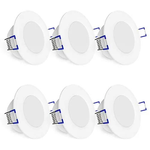 linovum® WEEVO 6er Set IP44 Einbaustrahler LED 230V rund - runde Deckenspots warmweiß 3,5W Bad & Außen - flacher Einbau 29 mm