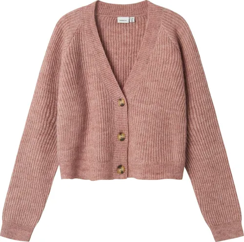 Name It Strickjacke Plain in Altrosa 134/140 - Kinder-Pullover & Strick aus recycelten Materialien, mit lockerer Passform und langem Arm für optimalen Tragekomfort.