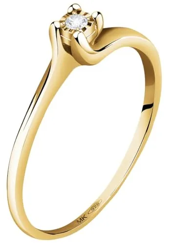 CHRIST Damen-Damenring 375er Gelbgold Diamant 58, Gelbgold 32030117