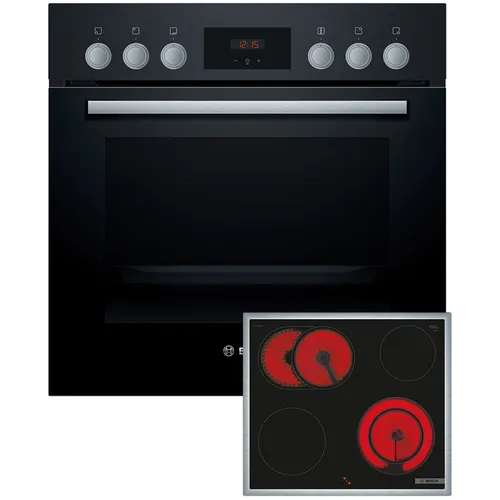 Bosch Herdset Einbau HEF113BA0 + NKN645GA2E - Schwarz - Herd-Set mit 5 Beheizungsarten und 66 l Garraum, inklusive flexibler Kochzonen für optimale Kochmöglichkeiten. Ideal für kreative Küche!