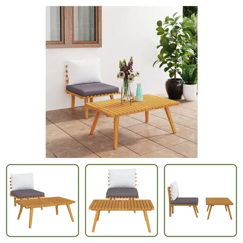 The Living Store 2-tlg. Garten-Lounge-Set aus Akazienholz mit Kissen