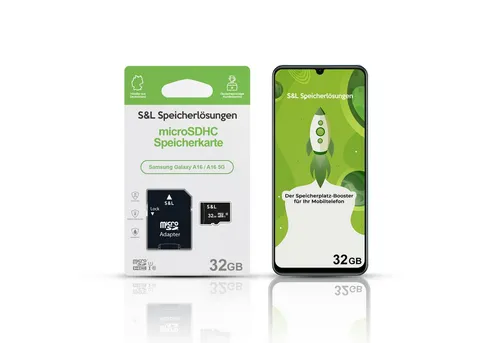 Tec-Expert microSD Karte S&L für Samsung Galaxy A16 / A16 5G Speicherkarte (32 GB, Class 10, microSDHC)