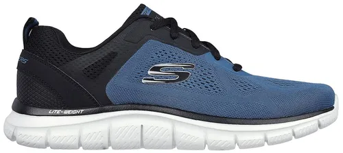 Skechers Herren Track Broader Sneakers - Herren-Sneaker aus blauem Netzgewebe mit PU-Rand, ideal für aktiven Lifestyle und hohen Tragekomfort.