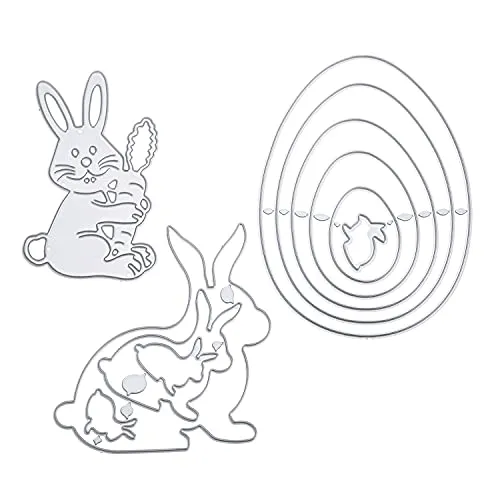 Stück Stanzschablone Set Stanzformen Hase Osterhasen Farbe Eier Schneiden Prägeschablonen Prägung Schablone Stanzschablonen für Easter Ostern DIY Scrapbooking Papier Karten Kunst Basteln Dekoration 3
