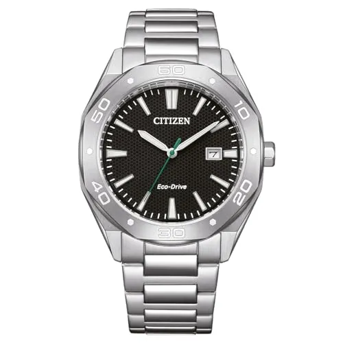 Citizen Watch BM7631-52E - Armbanduhr für Herren, solarbetrieben mit Kalenderfunktion und leuchtenden Zeigern. Hochwertiges Edelstahlband, 10 bar wasserdicht, ideal für den täglichen Gebrauch.