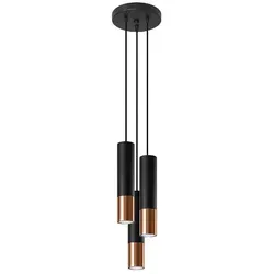 Sollux Pendelleuchte LOOPEZ 3P – Elegante Esstischbeleuchtung - Lampen – Minimalistische Pendelleuchte in Schwarz und Kupfer mit 3 Lichtquellen für eine ruhige Atmosphäre. Ideal für Küche, Flur oder Wohnzimmer.