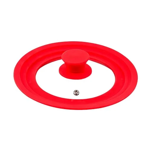 SAN IGNACIO Jolie | Glasdeckel für 16, 18 und 20 cm Durchmesser | Universaldeckel aus Glas und Silikon | Dampfventil | Rot