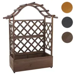 Hochbeet HWC-P66 mit Rankgitter und Blumenkasten, 138x110x44 cm, braun