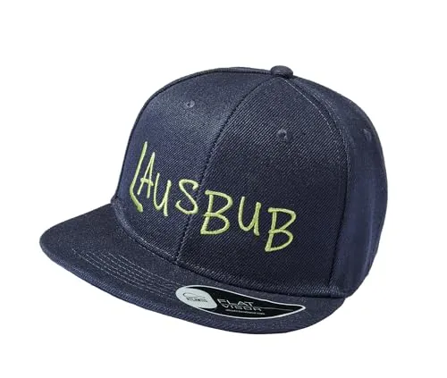 Baddery Kinder Cap - „Lausbub“ - Lustige bestickte Kappe für freche Jungen (One Size - Navy)