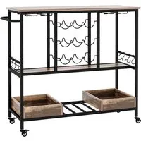 Costway Küchenwagen 3-Stöckig mit Glashalter in Grau