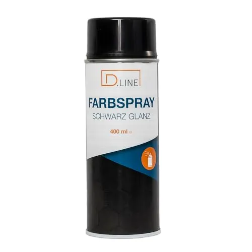 D.LINE Farbspray/Lackspray Schwarz Glänzend 400 ml | Nitro-Kombi Qualität, Für Kontrast- und Teillackierungen