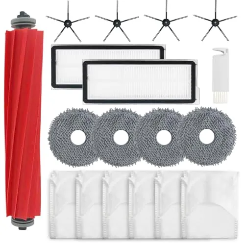 HomeTimes Ersatzteile für Roborock Qrevo Pro für Q revo Maxv Qrevo S Saugroboter Zubehör mit 1 Gummibürsten 2 HEPA-Filter 4 Mop-Pads 4 Seitenbürsten 6 Staubbeutel 18tlg.
