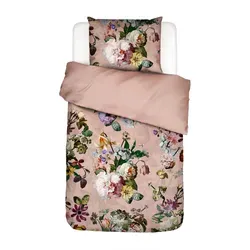 Essenza Wendebettwäsche Fleur - Hellrosa, 135x200 cm - Hochwertige Satin-Wendebettwäsche in Hellrosa, OEKO-TEX® zertifiziert, für Allergiker geeignet. Flexibles Wendedesign und pflegeleichtes Material für luxuriösen Schlafkomfort.