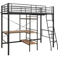 vidaXL Etagenbett Grau Metall 90x200 cm - Klassisches Etagenbett aus robuster Metallkonstruktion, ideal für Kinderzimmer mit begrenztem Platz. Sicherheit durch Schutzgeländer und stabile Leiter.