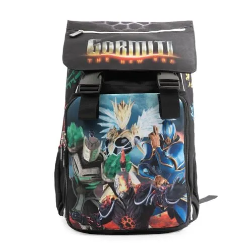 GORMITI The New Era - erweiterbarer Rucksack mit Rückenteil Comfort Back und austauschbaren Grafiken, Front- und Innentasche, gepolsterte Schultergurte, Maße: 29 x 40 x 13 (+9) cm, Liter 15/25