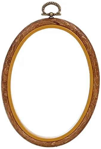 Vervaco Stickrahmen Plastik Stickerei Rahmen HOLZIMITAT Tambour Kreuzstich Zubehör Rahmen ca. 10 x 14 cm Stickring Kunststoff Wanddekoration DIY Stickbilder zum Aufhängen Handwerksmaterial