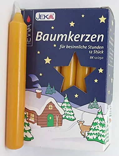 Sigro 12 Stück Baum Kerzen, 15 x 125 mm, natur, Wachs, natur, 15 x 125 mm