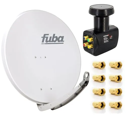 Fuba DAA 850 G Digital Sat-Anlage - SAT-Antenne mit 85 cm Aluminium-Schüssel und 4-fach LNB für bis zu 4 Receiver, ideal für HDTV und 4K Empfang. Hohe Signalqualität und Schlechtwetterreserve dank robustem Design.