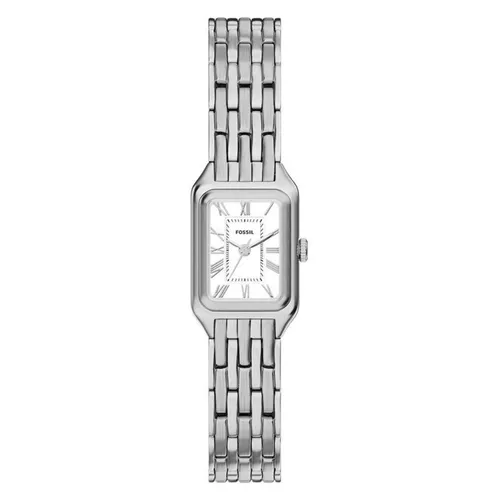 Fossil Raquel Damenuhr mit Edelstahlarmband - Elegante Quarz-Damenuhr mit 18-mm-Gehäuse, kratzfestem Mineralglas und individuell anpassbarem Edelstahlband. Ideal für jeden Anlass und bis 50 m wasserdicht.