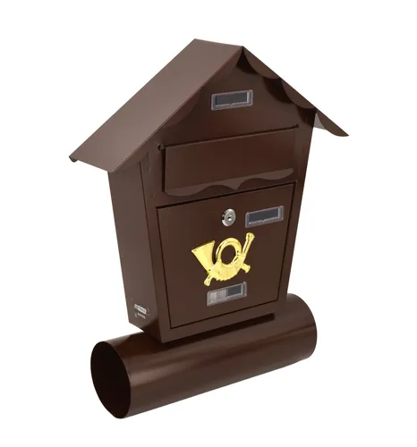 Brauner Briefkasten mit Zeitungsrolle, 370x470x100mm