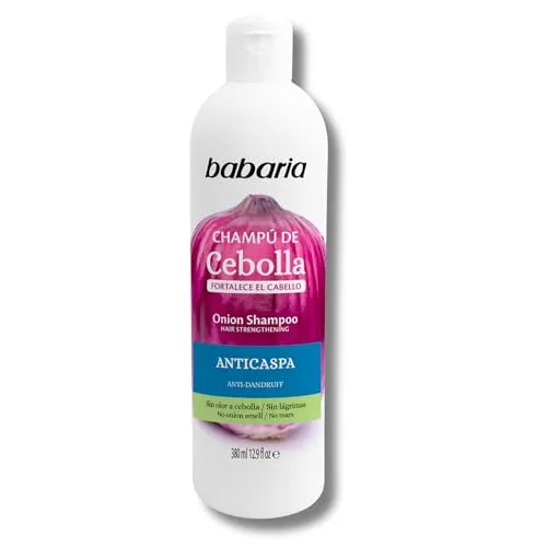 Babaria Zwiebel-Shampoo, Anti-Schuppen-Shampoo, 380 ml, Zwiebel-Shampoo, rostfrei, geruchlos und tränenfrei, für den Alltag