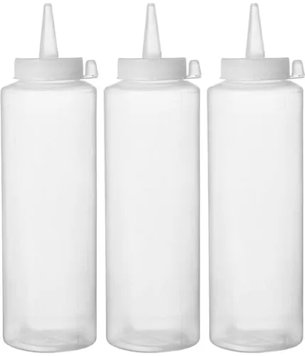 HENDI Spenderflasche, Stückzahl: 3, Easy Squeeze, für Saucen, Squeeze Flasche, Quetschflasche, Dosierflasche, 700ml, ø70x(H)240mm, Polyethylen, Polypropylen Kappe, Transparent
