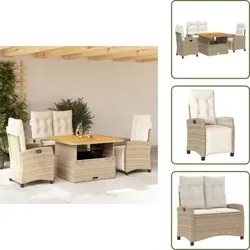 Vidaxl 4-tlg. Garten-essgruppe Mit Kissen Beige Poly Rattan