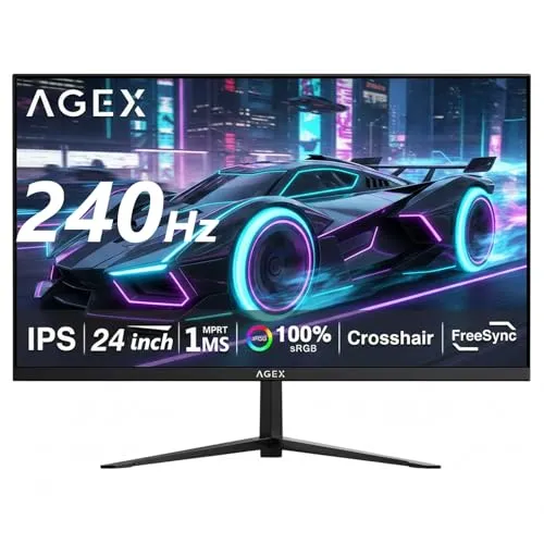 Z-Edge AGEX 24 Zoll 240Hz Gaming Monitor IPS 1ms 1080P Fadenkreuz Schwarz | PC Bildschirm 16:9 Full HD 1920x1080, 100% sRGB, 300cd/m² Helligkeit, FreeSync, DP1.4 HDMI2.0