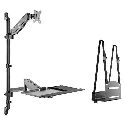 SpeaKa Professional Monitor-Halterung mit Tastaturablage - Monitor-Halterung mit schwenkbarem Gasfederausleger und verbesserter Tastaturablage für optimalen Handgelenkskomfort. Ideal für ergonomisches Arbeiten und maximale Flexibilität.