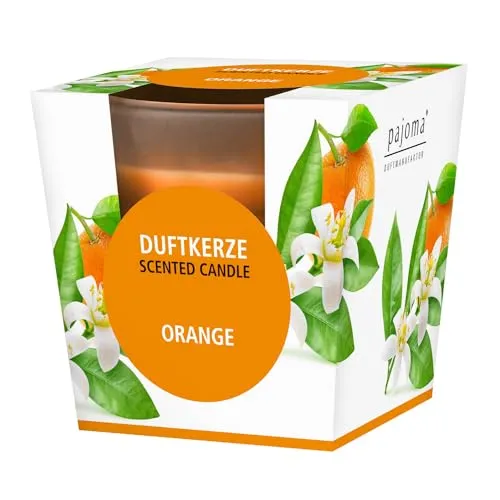 pajoma® Duftkerze, Orange - im satinierten Glas | 120g Wachsgewicht, Brenndauer: 25 Stunden, in edler Geschenkverpackung | Premium Qualität