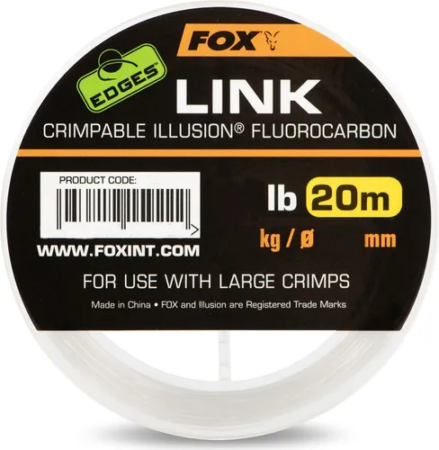 Fox Fishing Edges Link Crimpable Illusion Fluorocarbon 0,64 mm 20 m 35 lbs Angelleine