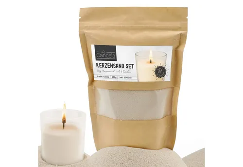 CEPEWA Formkerze DIY Kerzensand 5 Dochte 250gr creme Paraffinwachs Sandgranulat Wachs