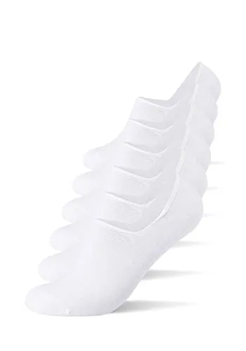 Camano Unisex Füßlinge für Damen und Herren No Show Socken angenehm optimaler Halt weichem Komfortbund 6er Pack 35/38 white