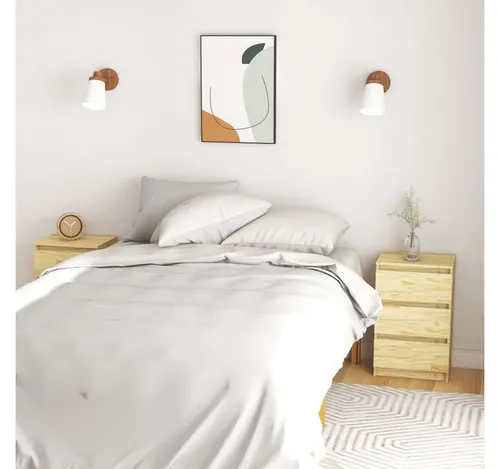 furnicato Nachttisch aus massivem Kiefernholz, 2er Set, 40 x 29,5 x 64 cm
