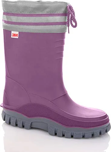 Bockstiegel Kinder Gummistiefel Arktis lila, Größe 32-33 - Gummistiefel mit warmem Teddyfutter und rutschfester Sohle, ideal für kalte Wintertage. Leicht und bequem, perfekt für Abenteuer im Freien!