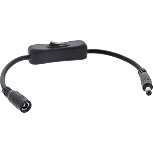 InLine DC Kabel mit Schalter, DC Stecker/Buchse 5,5x2,50mm, AWG 18, schwarz, 0,2m, 26906G